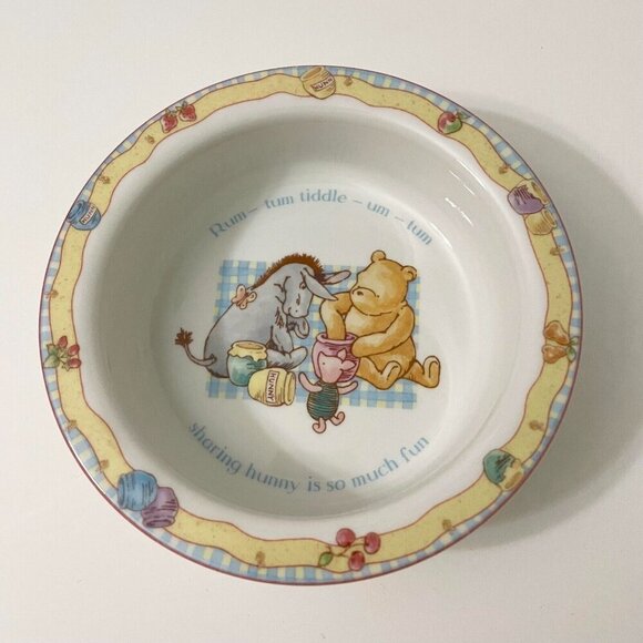 2001 Disney Royal Doulton Winnie the Pooh Baby Bowl Eeyore and Piglet Honey - Picture 10 of 16